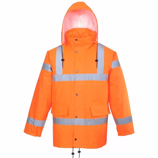 Giacca da lavoro di sicurezza ad alta visibilità con cappuccio regolabile impermeabile riflettente di sicurezza per esterni