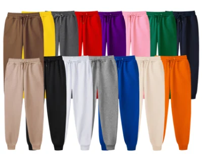 Pantaloni sportivi basic unisex in jersey, pantaloni da jogging in pile con coulisse, pantaloni sportivi