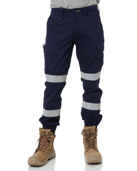 Pantaloni da uomo all'ingrosso da lavoro, uniformi tascabili riflettenti per la sicurezza all'aperto, pantaloni cargo tattici blu navy da escursionismo personalizzati