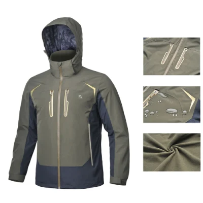 Classiche giacche invernali da uomo impermeabili / antivento / traspiranti da esterno Giacca a vento colore verde